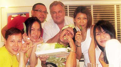 Dinner at home with some of Yo's friends, May 2008